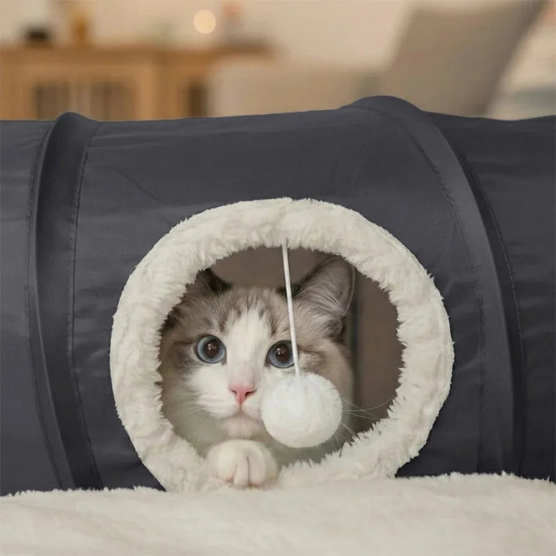 Foldable Cat Tunnel With Soft Cushion Pillow Set
