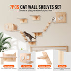Wall Mounted Cat Shelves with Perches and Hammock
